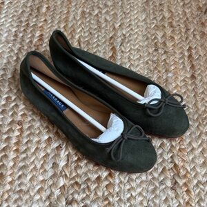 Margaux 37.5M Forest Green Suede Demi Ballet Flats